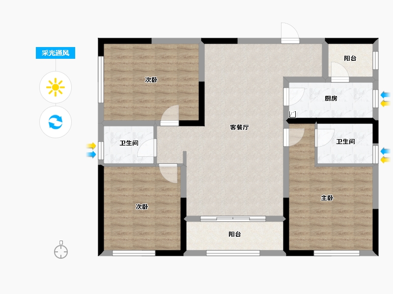 四川省-成都市-置信国色天乡鹭湖宫10区-99.47-户型库-采光通风