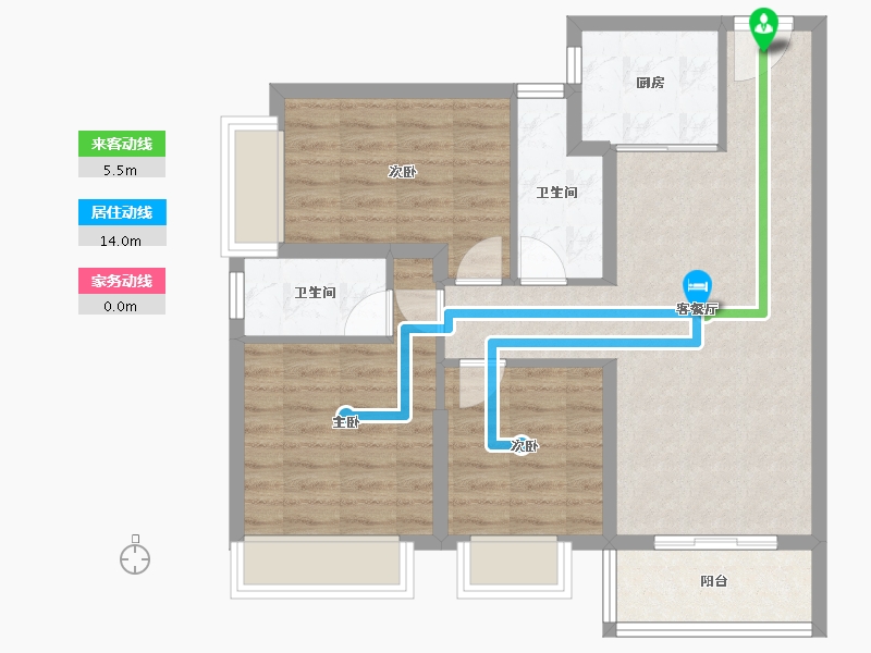 云南省-昆明市-大华公园天下-76.42-户型库-动静线