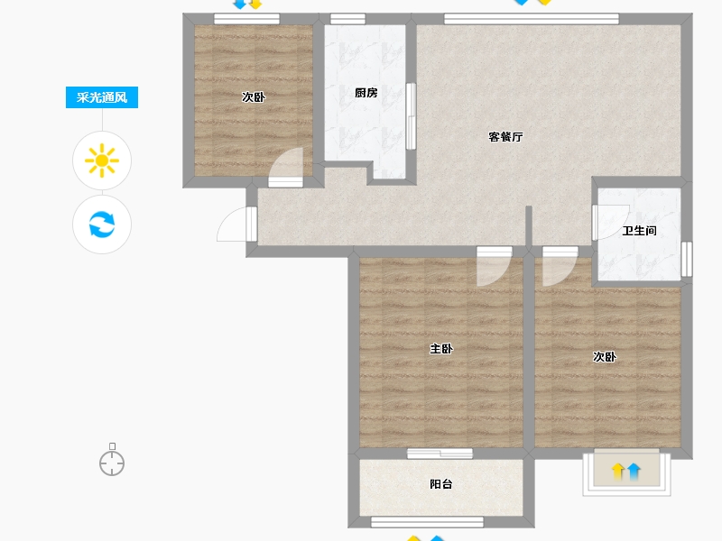 江苏省-徐州市-中钰翡翠天境-86.58-户型库-采光通风