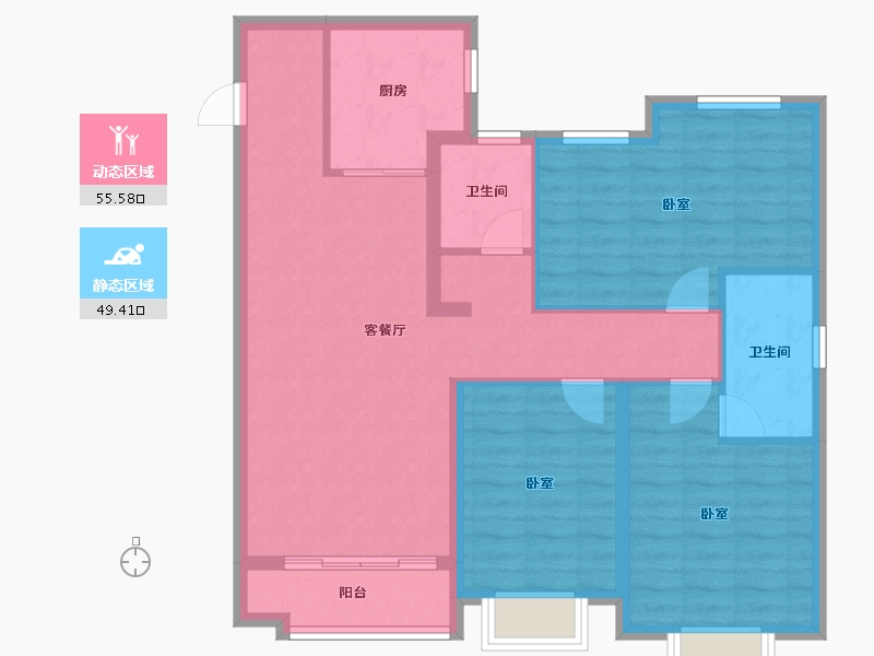 山东省-青岛市-青岛旭辉银盛泰星河城-94.40-户型库-动静分区