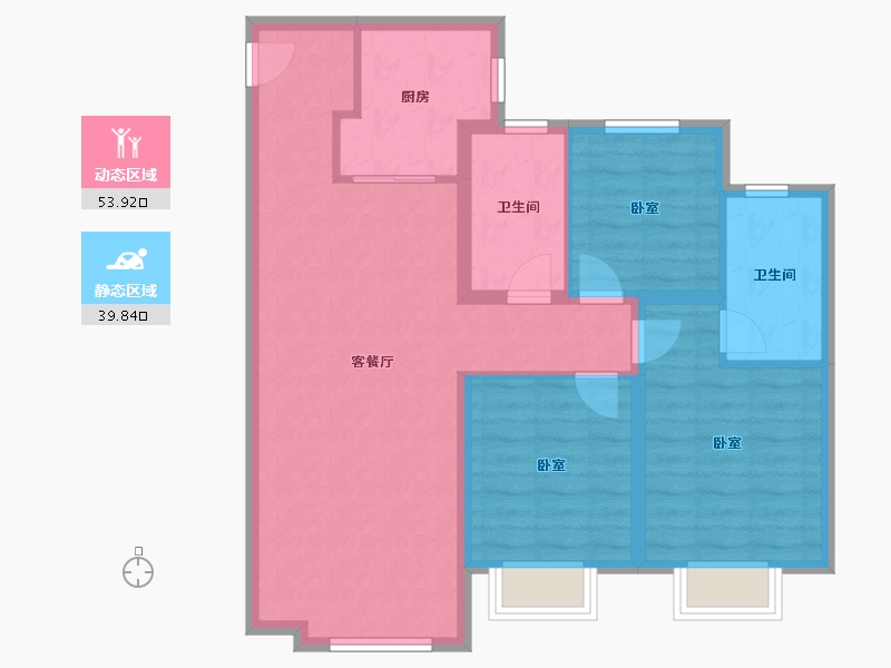 山东省-青岛市-青岛旭辉银盛泰星河城-84.00-户型库-动静分区