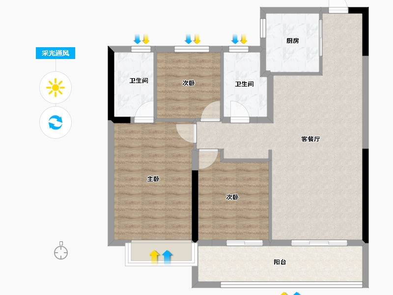 浙江省-绍兴市-金茂暨阳府-92.35-户型库-采光通风