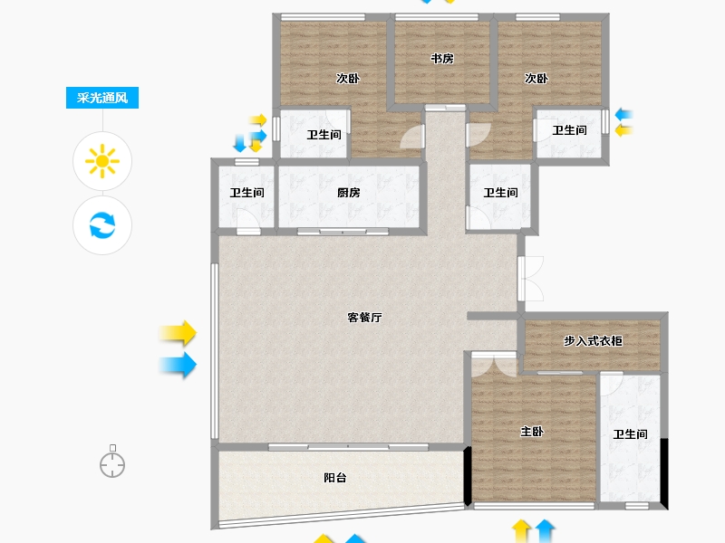 重庆-重庆市-重庆融创壹号院-184.11-户型库-采光通风