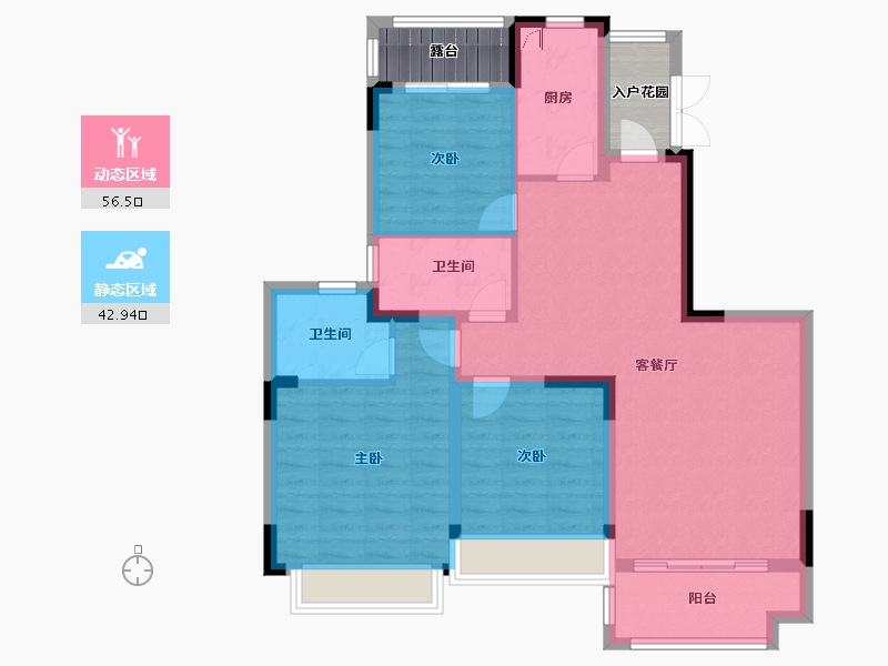 四川省-成都市-恒大银海湖-95.82-户型库-动静分区