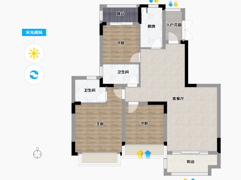 四川省-成都市-恒大银海湖-95.82-户型库-采光通风