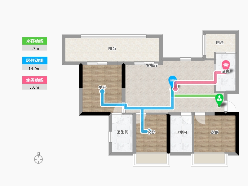 四川省-成都市-绿洲国际金座-82.75-户型库-动静线