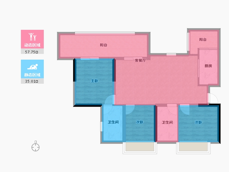 四川省-成都市-绿洲国际金座-82.75-户型库-动静分区