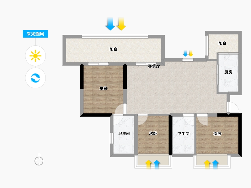 四川省-成都市-绿洲国际金座-82.75-户型库-采光通风