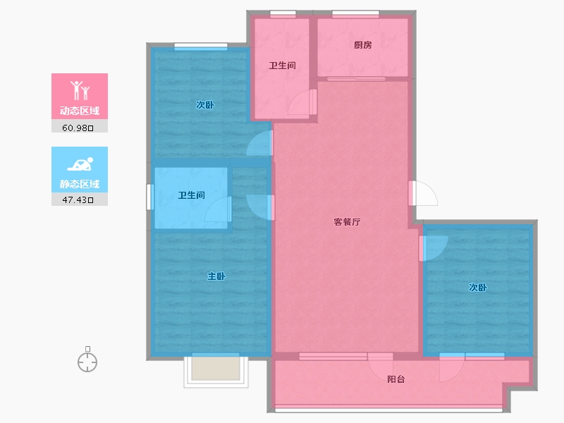 山东省-青岛市-金日君基新天地-96.80-户型库-动静分区