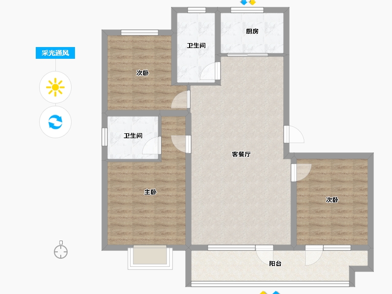 山东省-青岛市-金日君基新天地-96.80-户型库-采光通风