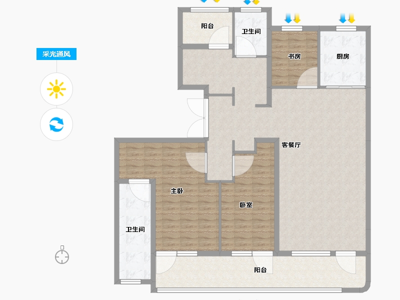 山东省-青岛市-融创中心森海ONE-149.05-户型库-采光通风