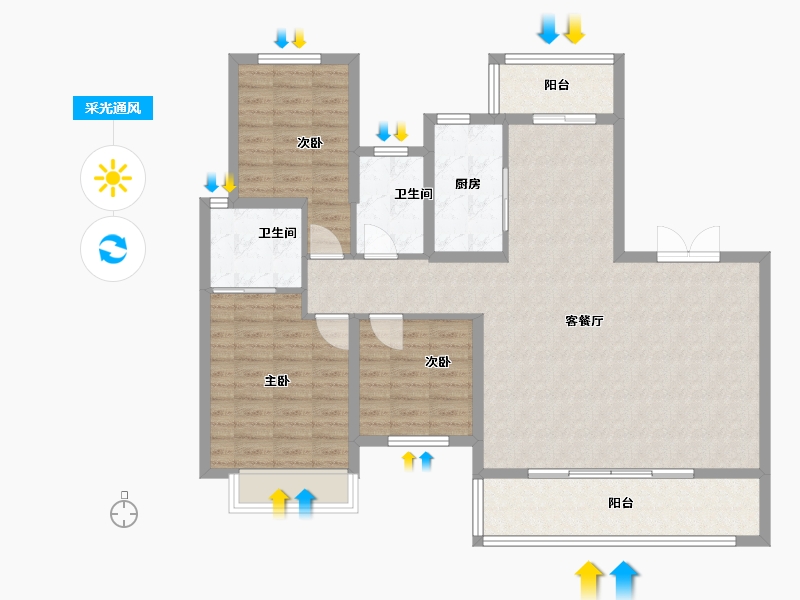 四川省-成都市-城投置地梧桐集-109.60-户型库-采光通风