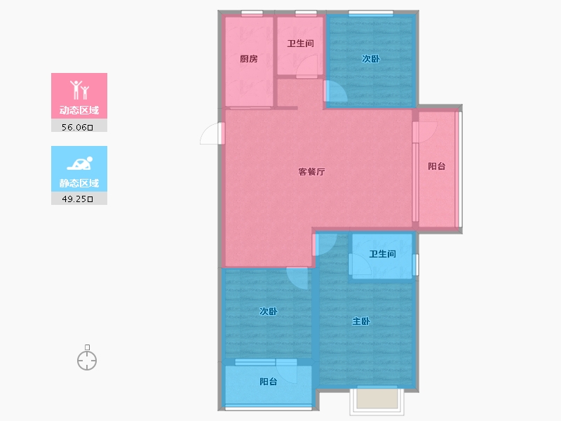 山东省-青岛市-金日君基新天地-94.40-户型库-动静分区