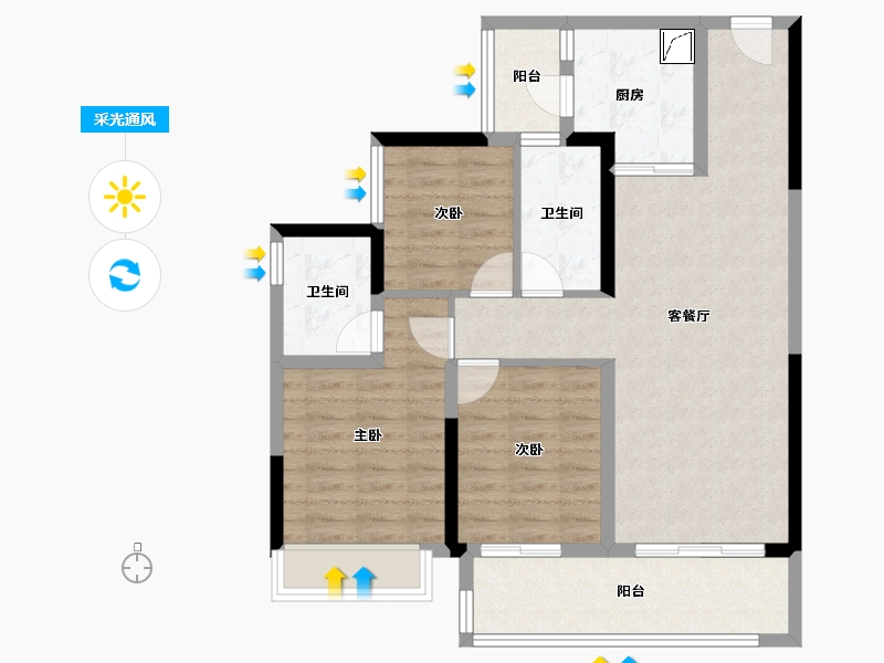 四川省-成都市-新城林屿溪-84.54-户型库-采光通风