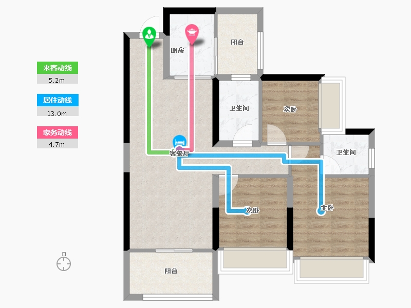 四川省-成都市-绿洲国际金座-76.37-户型库-动静线