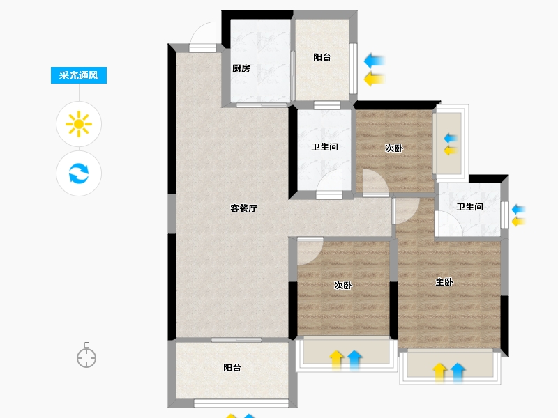 四川省-成都市-绿洲国际金座-76.37-户型库-采光通风