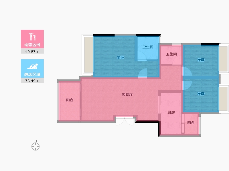 重庆-重庆市-金科禹洲府-77.89-户型库-动静分区