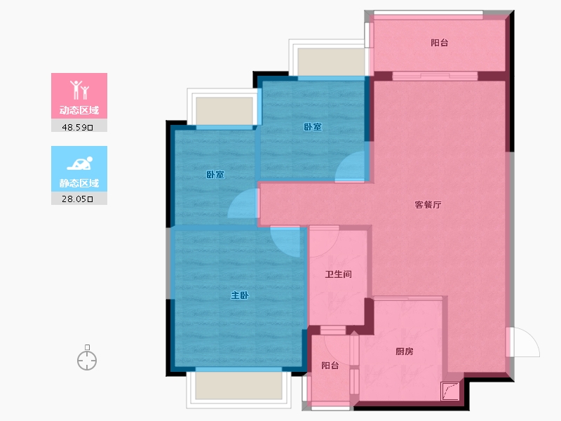 四川省-成都市-恒大御景-68.29-户型库-动静分区