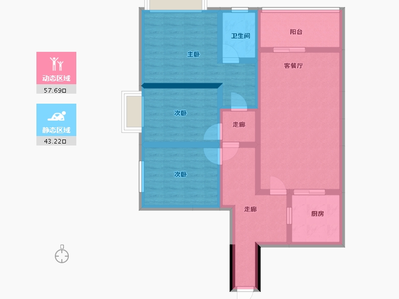 重庆-重庆市-雅居乐富春山居-88.41-户型库-动静分区