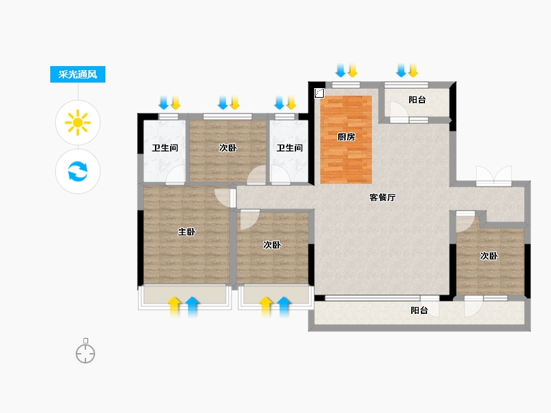 山东省-青岛市-龙湖亿联春江天玺-116.62-户型库-采光通风