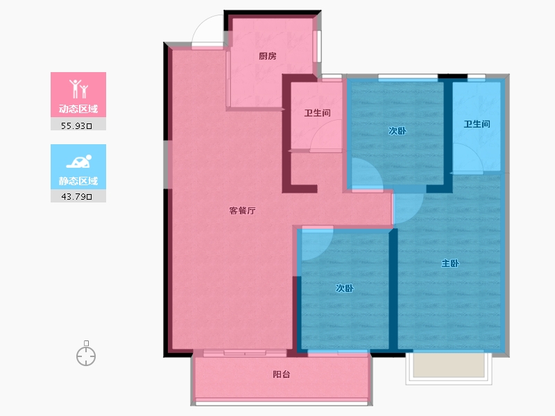 湖南省-长沙市-中国铁建湘语梅溪-88.89-户型库-动静分区