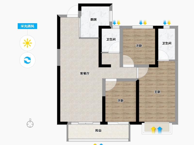 湖南省-长沙市-中国铁建湘语梅溪-88.89-户型库-采光通风