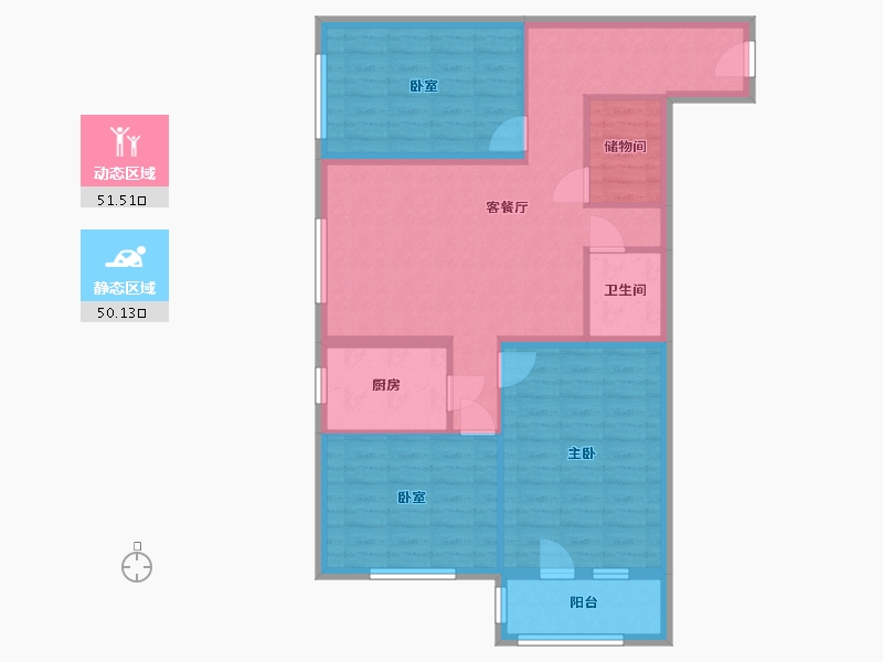 北京-北京市-农光东里28号楼-87.12-户型库-动静分区