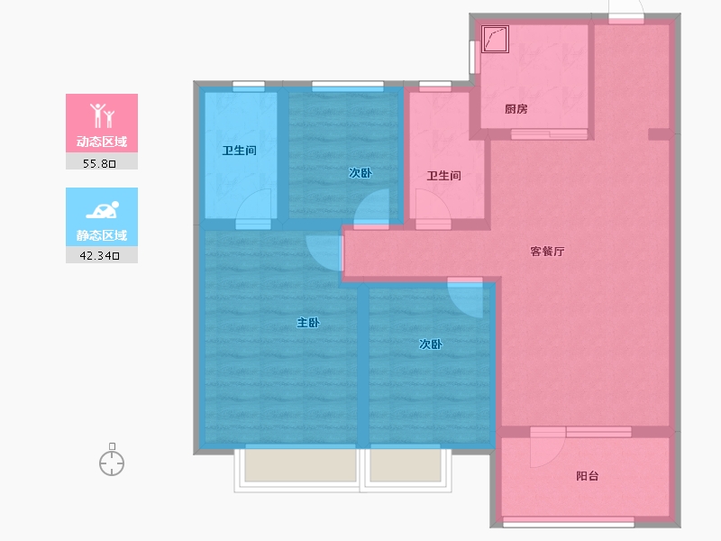 山东省-青岛市-龙湖亿联春江天玺-86.40-户型库-动静分区