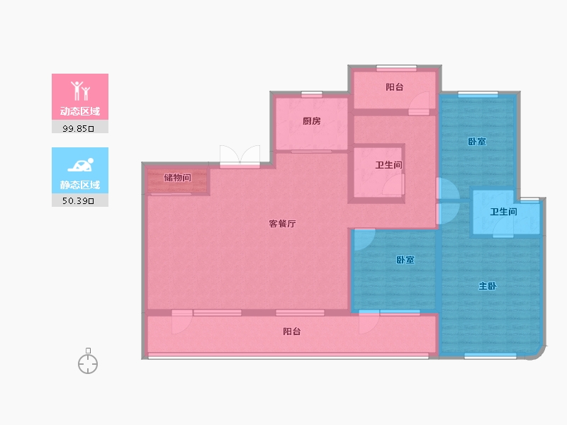 山东省-青岛市-融创中心森海ONE-135.10-户型库-动静分区