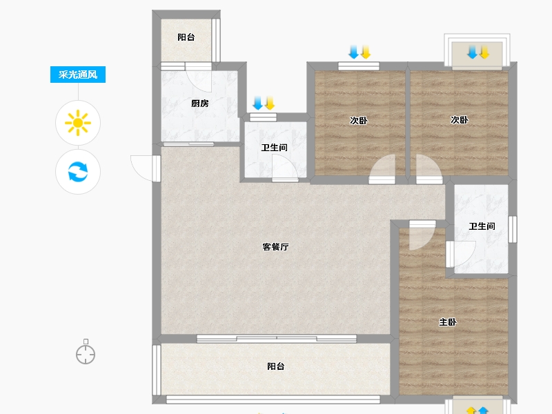 四川省-成都市-城投置地梧桐集-93.60-户型库-采光通风