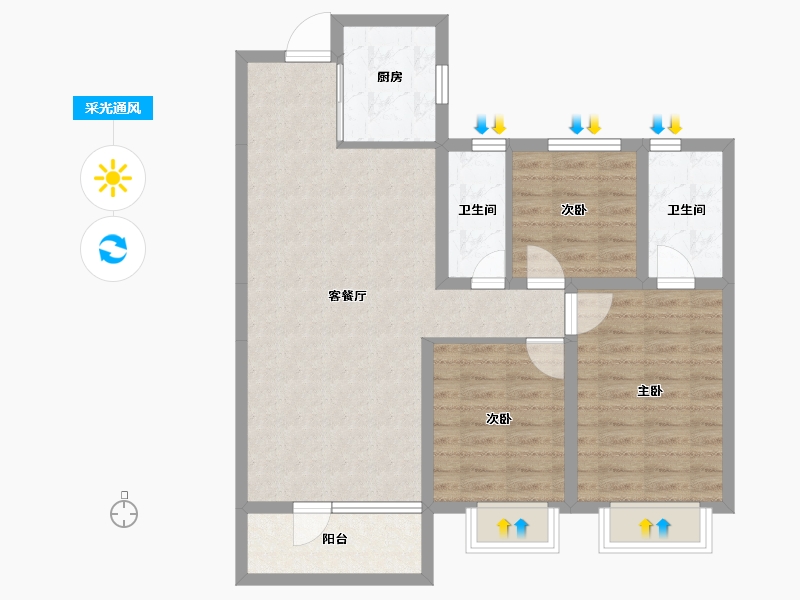 山东省-青岛市-大云谷金茂府-82.47-户型库-采光通风