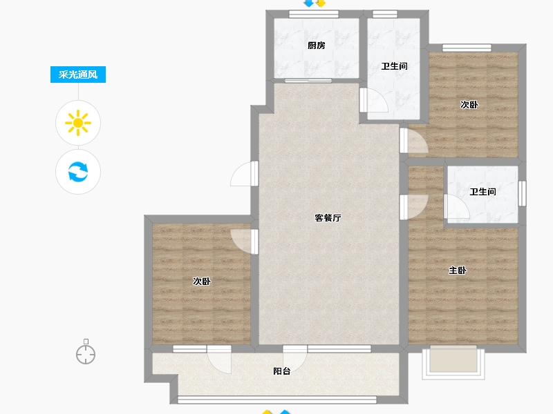 山东省-青岛市-金日君基新天地-98.40-户型库-采光通风