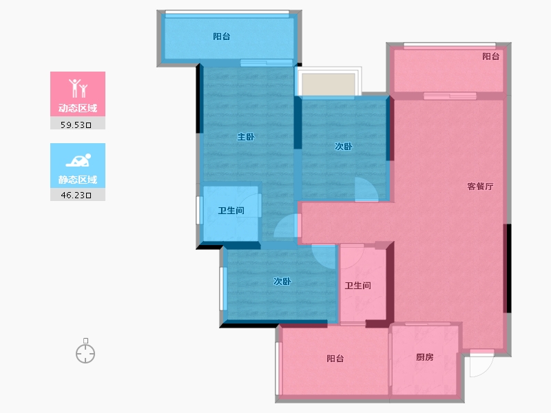 四川省-成都市-绿洲国际金座-94.20-户型库-动静分区