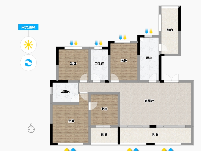 四川省-成都市-置信国色天乡鹭湖宫10区-126.01-户型库-采光通风