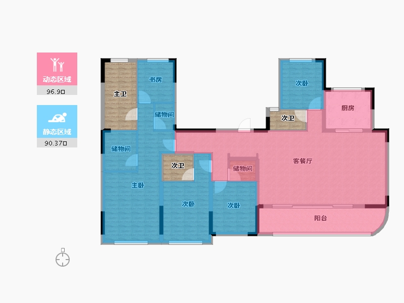 浙江省-绍兴市-武汉城建融创滨湖湾-189.64-户型库-动静分区