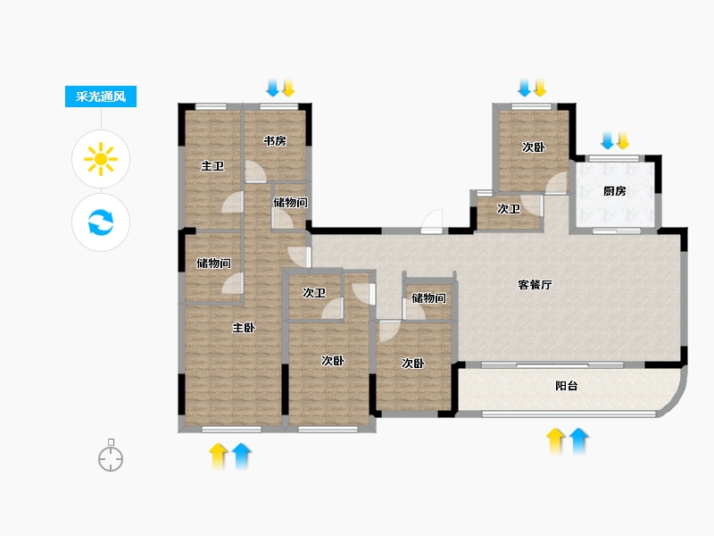 浙江省-绍兴市-武汉城建融创滨湖湾-189.64-户型库-采光通风