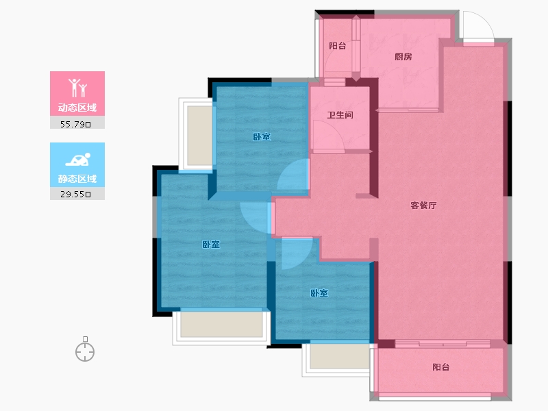 重庆-重庆市-南川恒大滨河左岸-76.00-户型库-动静分区