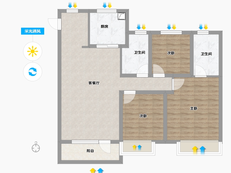 山东省-青岛市-龙湖亿联春江天玺-86.39-户型库-采光通风