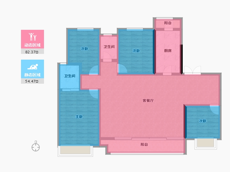 重庆-重庆市-金科美的碧桂园金辉曲建礼悦江山-123.00-户型库-动静分区