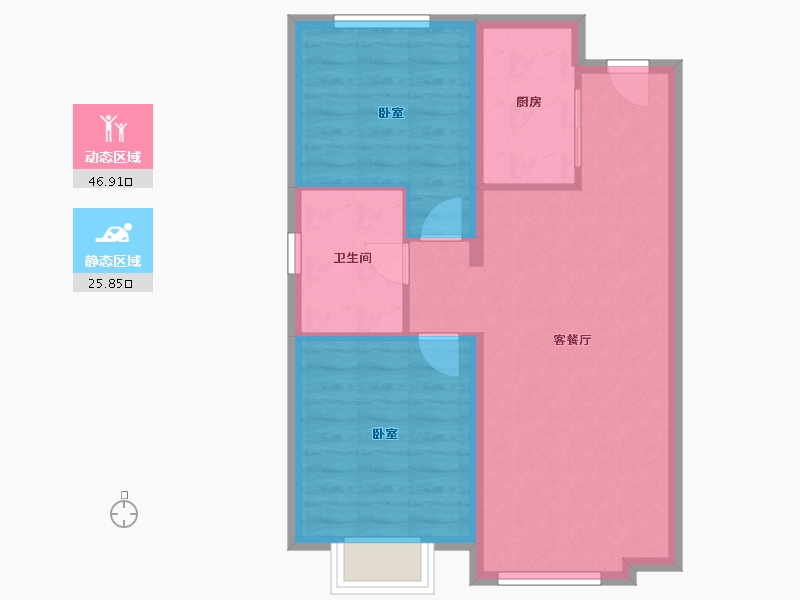 山东省-青岛市-青岛旭辉银盛泰星河城-65.60-户型库-动静分区