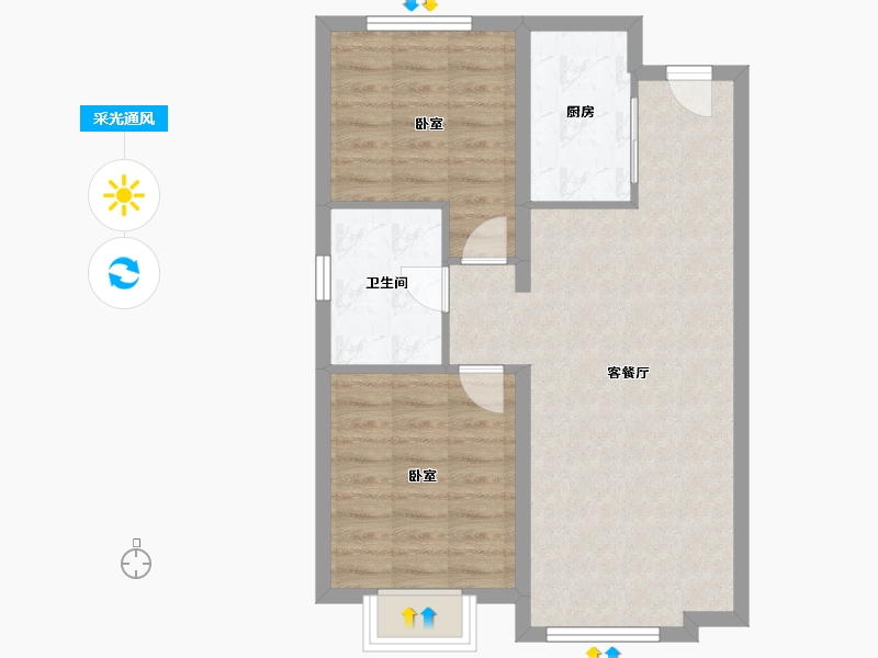 山东省-青岛市-青岛旭辉银盛泰星河城-65.60-户型库-采光通风