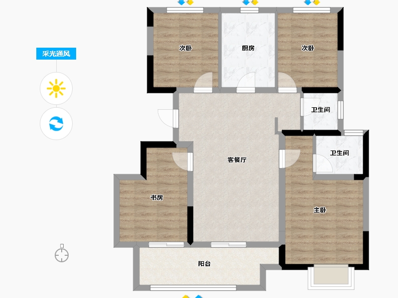 江苏省-徐州市-中钰翡翠天境-92.06-户型库-采光通风