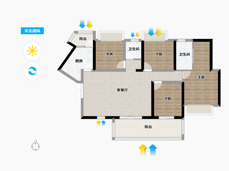 重庆-重庆市-裕城长江著-106.80-户型库-采光通风