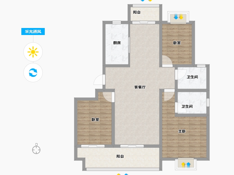 山东省-青岛市-天一镜台山-113.60-户型库-采光通风