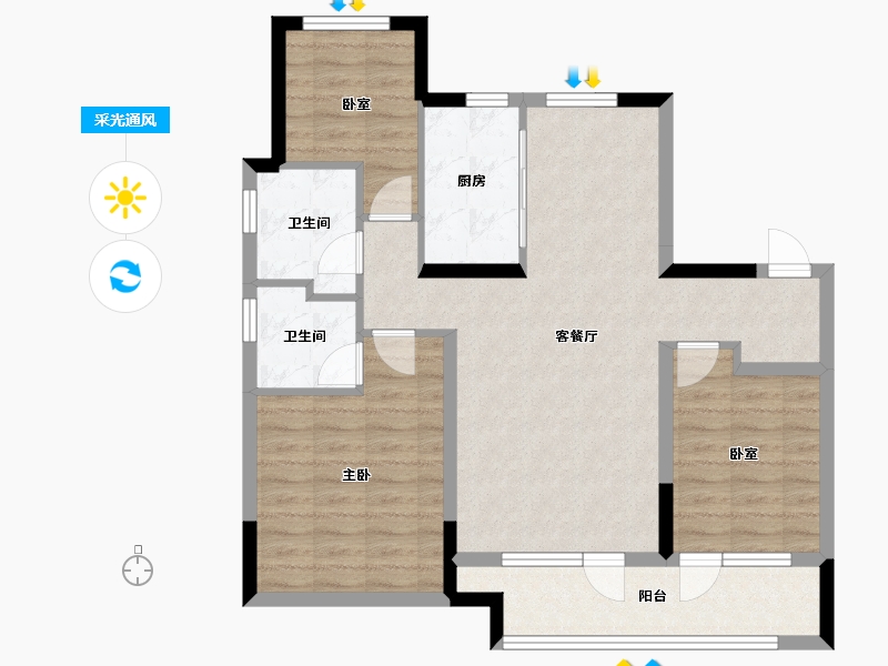 山东省-青岛市-龙湖学樘府-88.00-户型库-采光通风