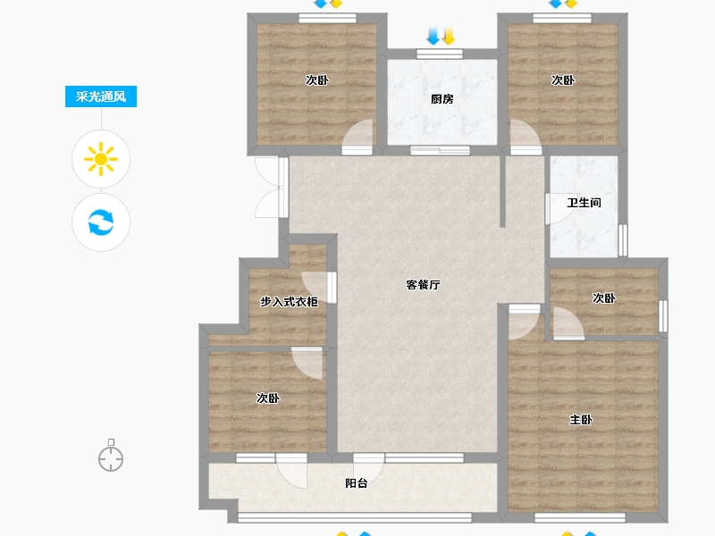 山东省-青岛市-金地格林美景-108.86-户型库-采光通风