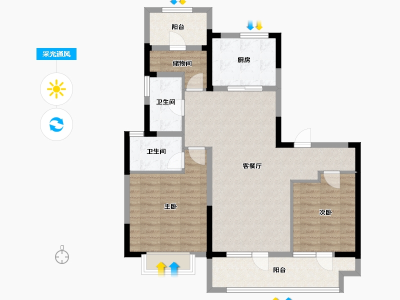 山东省-青岛市-花样年碧云湾-96.00-户型库-采光通风