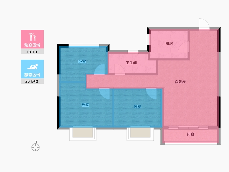 山东省-青岛市-龙湖学樘府-71.20-户型库-动静分区