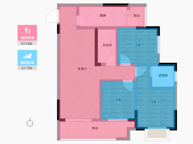 重庆-重庆市-金科南山-74.95-户型库-动静分区