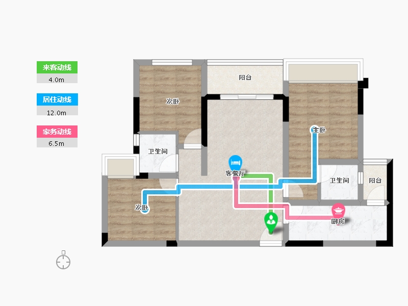 重庆-重庆市-蓝光申佳雍锦澜庭-75.32-户型库-动静线